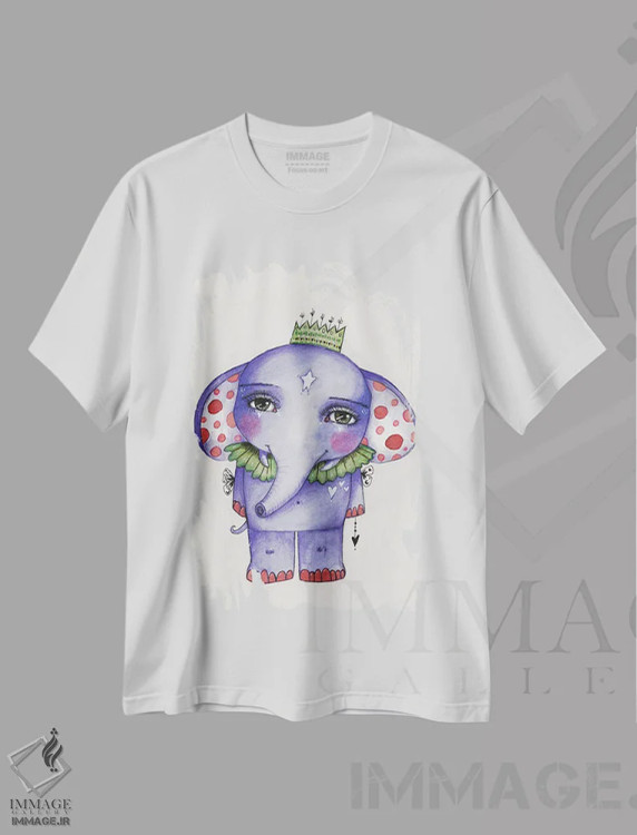 تیشرت سفید طرح دار – تیشرت حیوانات ,فیل دوست داشتنی اثر تامارا لاپورت فروشگاه ایماژ