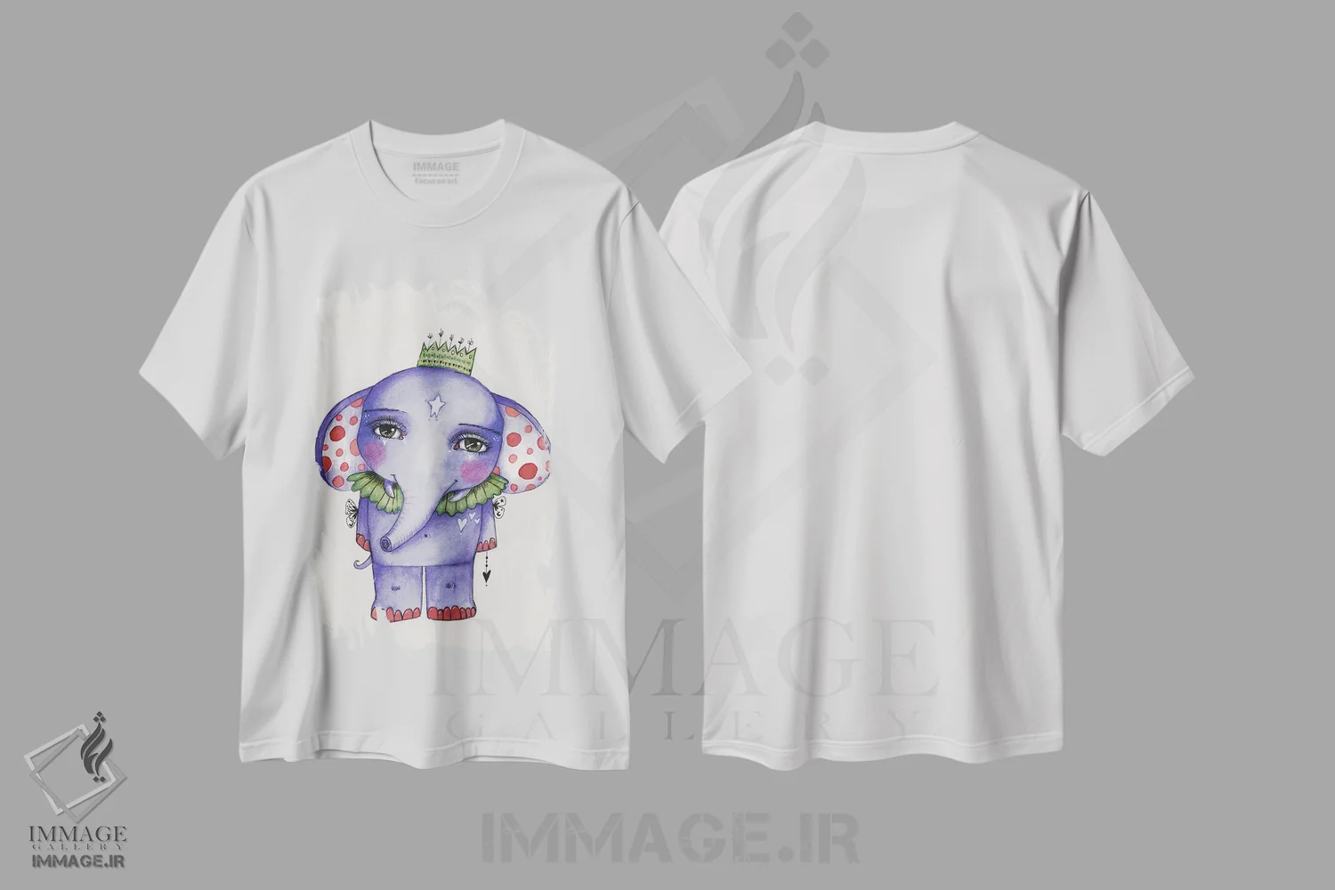 تیشرت سفید طرح دار – تیشرت حیوانات ,فیل دوست داشتنی اثر تامارا لاپورت فروشگاه ایماژ