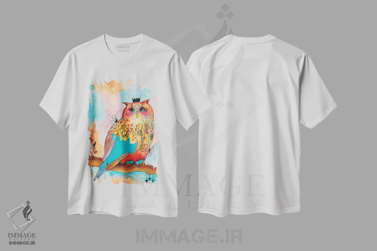 تیشرت سفید طرح دار – تیشرت فانتزی ,جغد شاد اثر تامارا لاپورت immage.ir