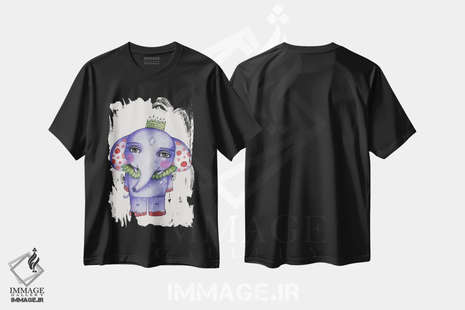 تیشرت مشکی طرح دار – تیشرت حیوانات ,فیل دوست داشتنی اثر تامارا لاپورت immage.ir