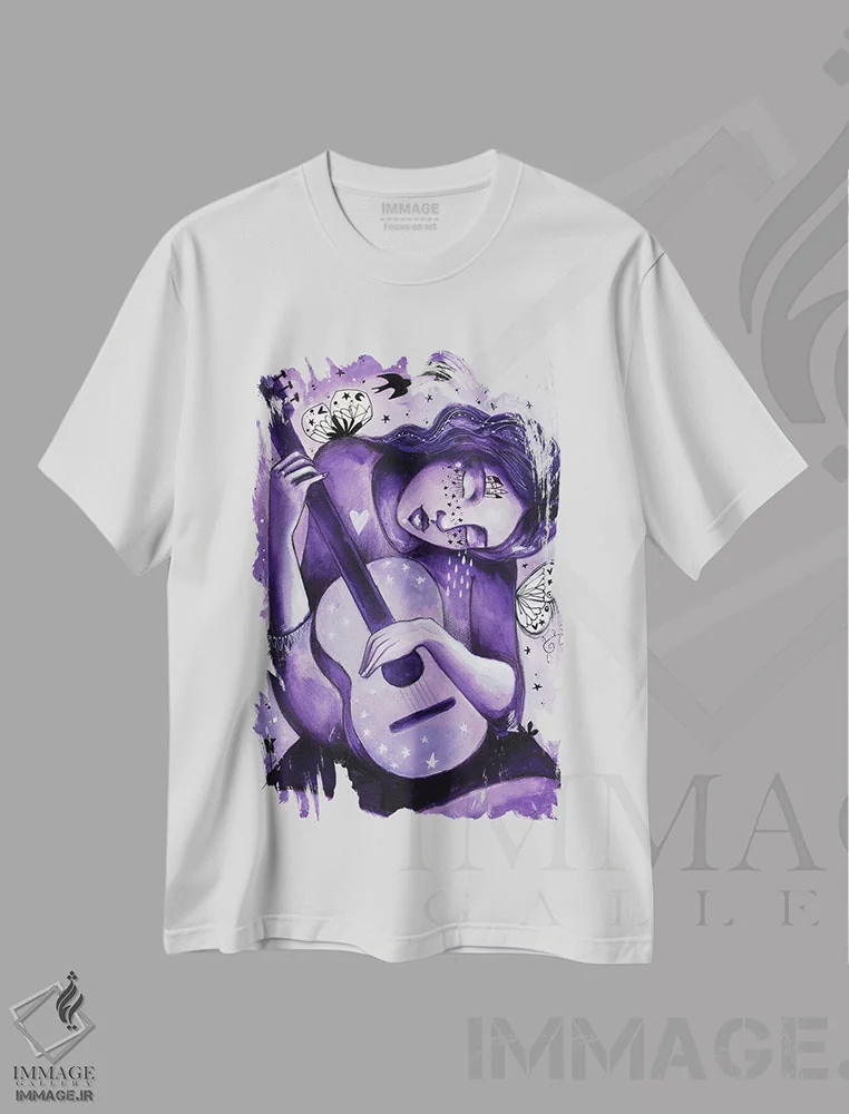 تیشرت سفید طرح دار – تیشرت موسیقی ,آواز روح اثر تامارا لاپورت immage.ir