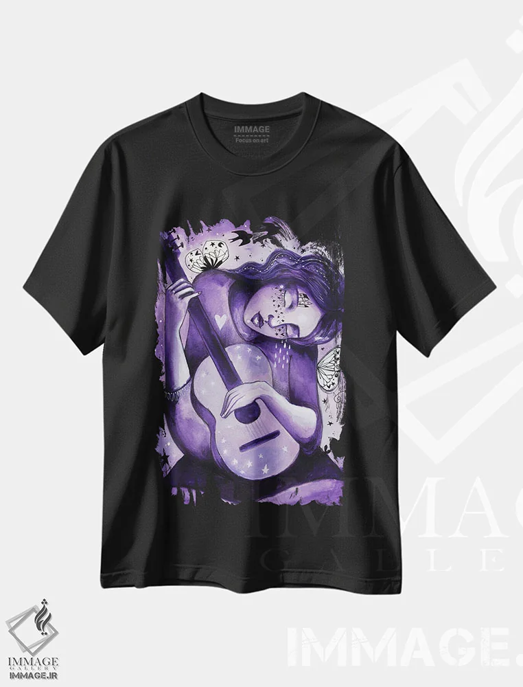 تیشرت مشکی طرح دار – تیشرت موسیقی ,آواز روح اثر تامارا لاپورت فروشگاه ایماژ