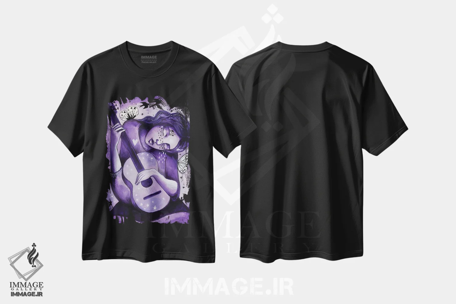 تیشرت مشکی طرح دار – تیشرت موسیقی ,آواز روح اثر تامارا لاپورت فروشگاه ایماژ