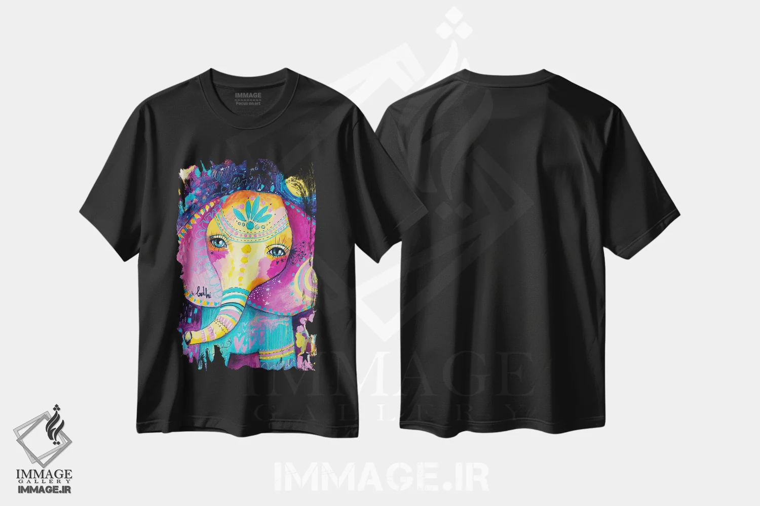 تیشرت مشکی طرح دار – تیشرت فانتزی ,فیل و رؤیا اثر تامارا لاپورت immage.ir