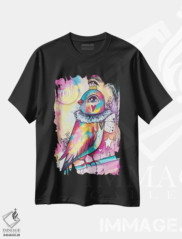 تیشرت مشکی طرح دار – تیشرت انگیزشی ,به تو ایمان دارم اثر تامارا لاپورت immage.ir