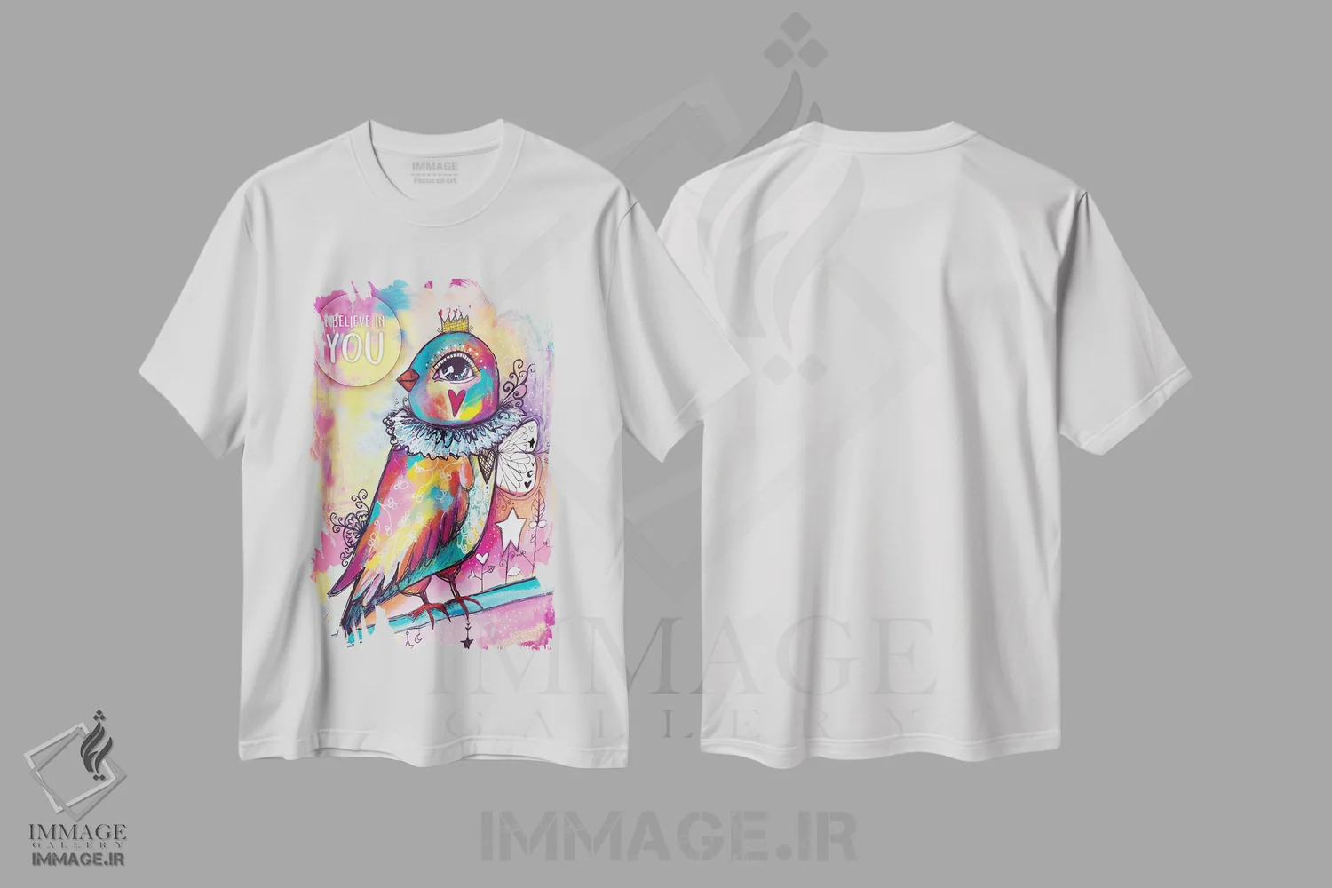 تیشرت سفید طرح دار – تیشرت انگیزشی ,به تو ایمان دارم اثر تامارا لاپورت فروشگاه ایماژ