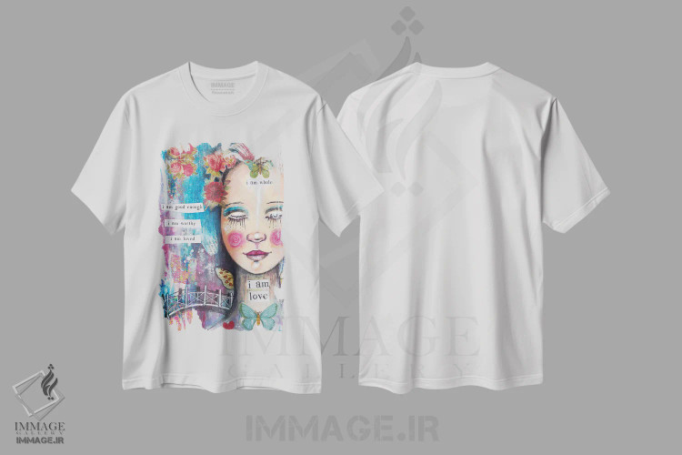 تیشرت سفید طرح دار – تیشرت انگیزشی ,من عشق هستم اثر تامارا لاپورت immage.ir