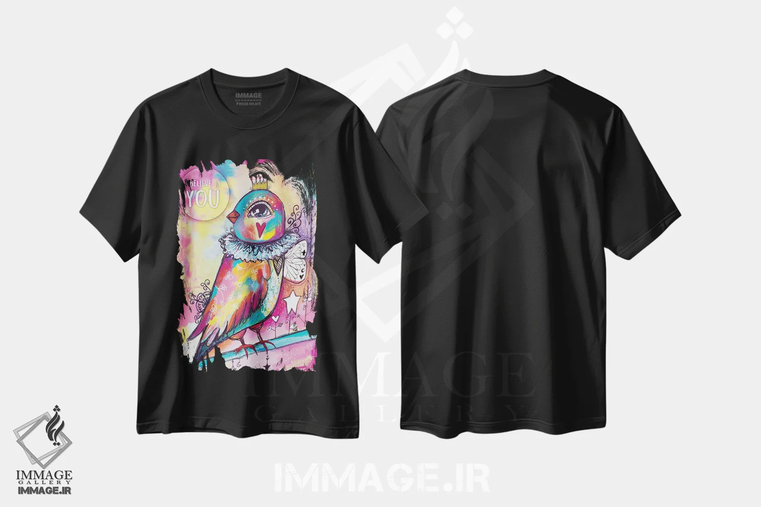 تیشرت مشکی طرح دار – تیشرت انگیزشی ,به تو ایمان دارم اثر تامارا لاپورت immage.ir
