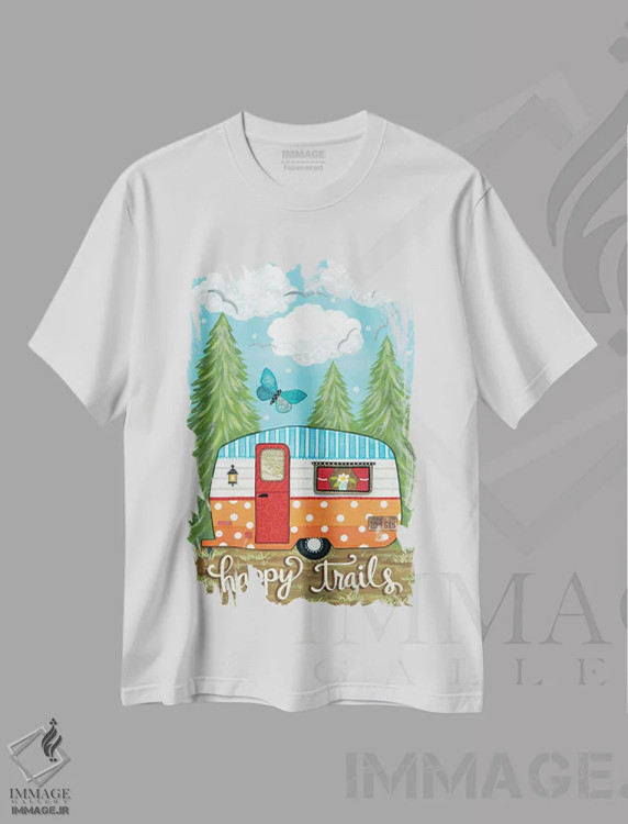 تیشرت سفید طرح دار – تیشرت طبیعت ,مسیرهای خوشحال اثر آنی لاپوینت فروشگاه ایماژ