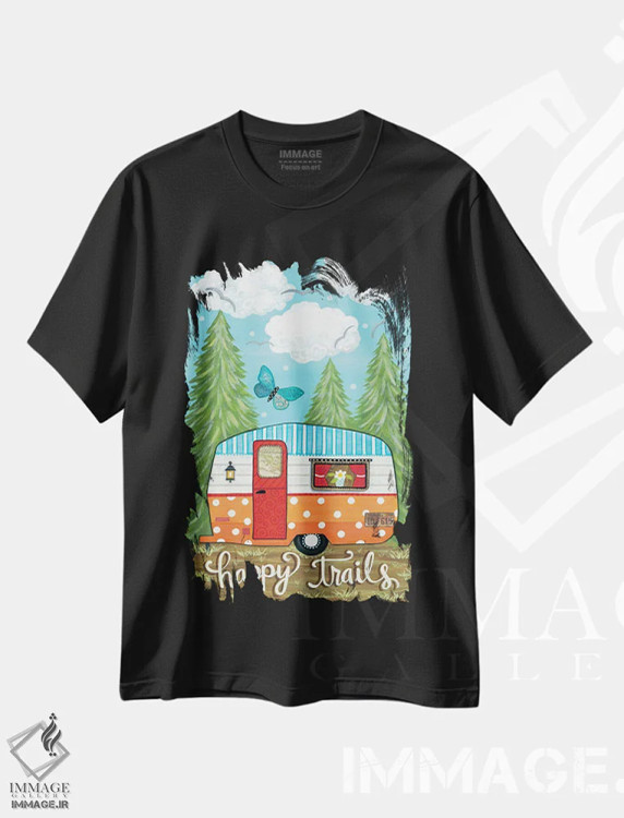 تیشرت مشکی طرح دار – تیشرت طبیعت ,مسیرهای خوشحال اثر آنی لاپوینت immage.ir
