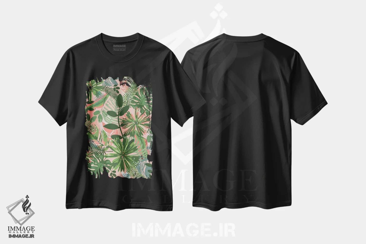 تیشرت مشکی طرح دار – تیشرت طبیعت ,جنگل گیاهی اثر لیزا پری فروشگاه ایماژ