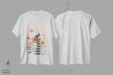 تیشرت سفید طرح دار – تیشرت طبیعت ,باغ پروانه ها اثر لیزا پری فروشگاه ایماژ