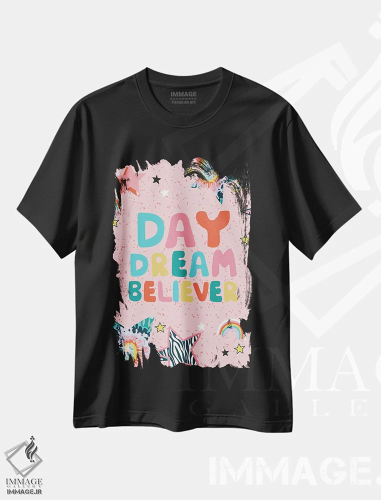 تیشرت مشکی طرح دار – تیشرت فانتزی ,ایمان آور رویای روزانه اثر لیزا پری فروشگاه ایماژ