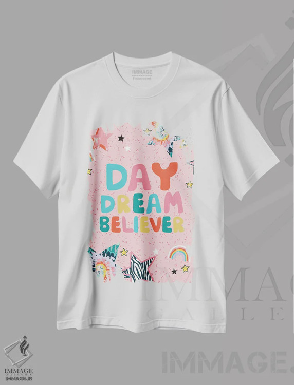 تیشرت سفید طرح دار – تیشرت فانتزی ,ایمان آور رویای روزانه اثر لیزا پری immage.ir