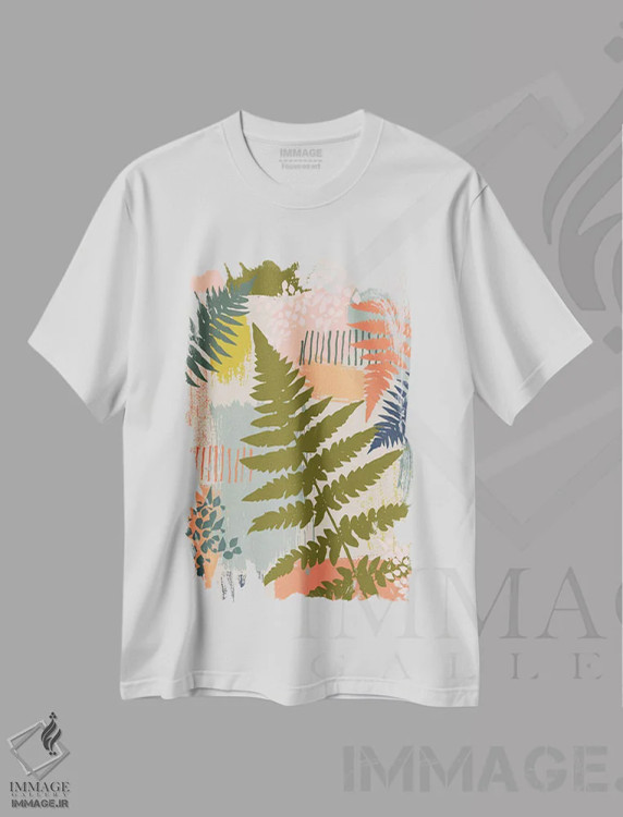 تیشرت سفید طرح دار – تیشرت گیاه ,سرخس های ارگانیک اثر لیزا پری immage.ir