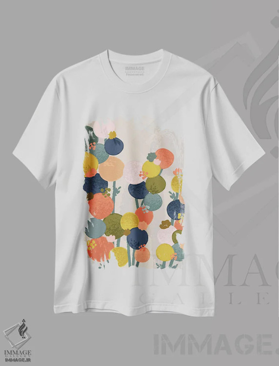 تیشرت سفید طرح دار – تیشرت انتزاعی ,جریان طبیعی اثر لیزا پری فروشگاه ایماژ