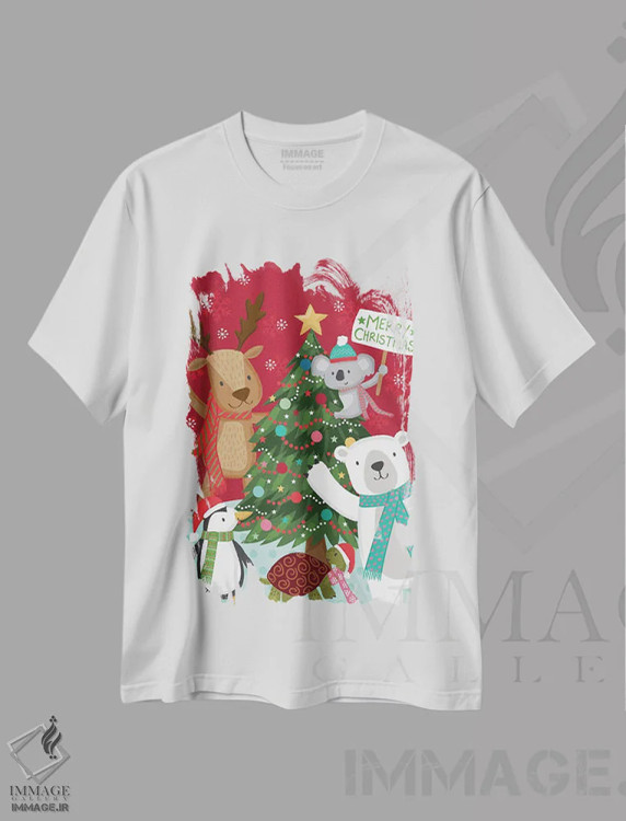 تیشرت سفید طرح دار – تیشرت کریسمس ,کریسمس مبارک اثر لیزا پری immage.ir