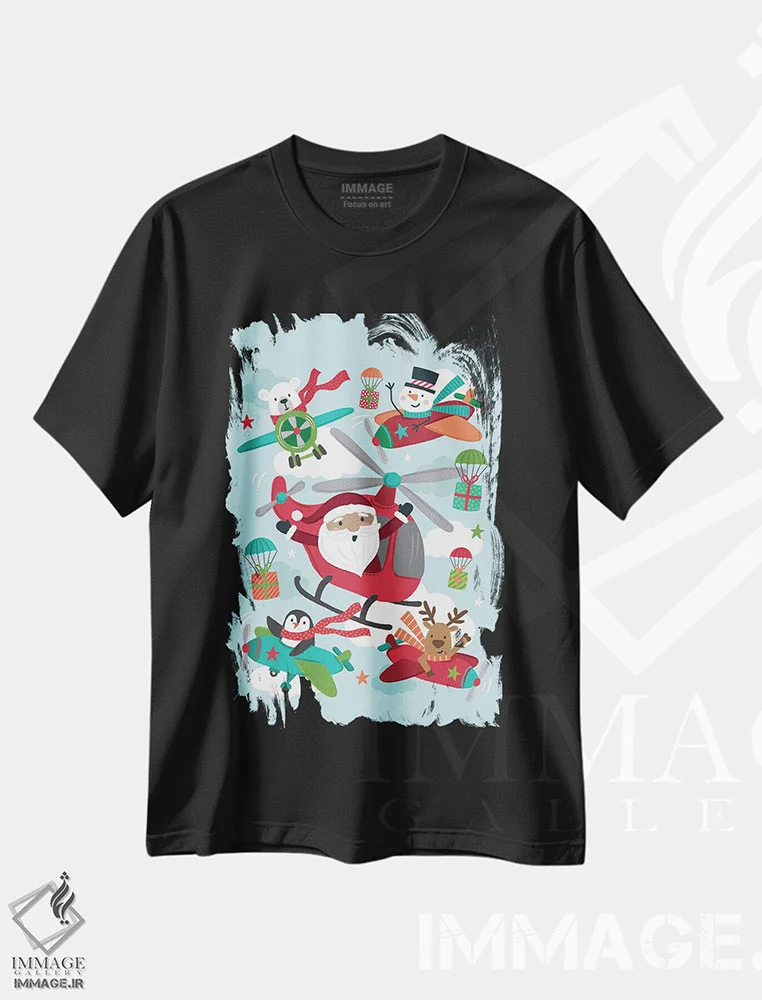 تیشرت مشکی طرح دار – تیشرت کریسمس ,شادی کریسمس اثر لیزا پری فروشگاه ایماژ