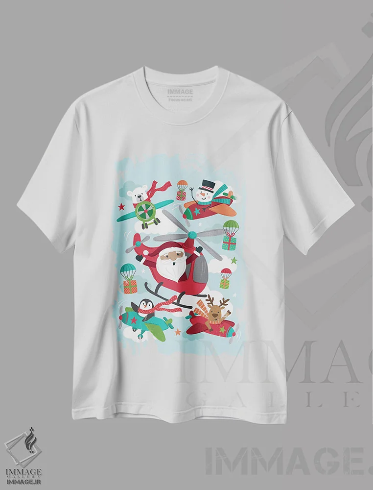 تیشرت سفید طرح دار – تیشرت کریسمس ,شادی کریسمس اثر لیزا پری immage.ir
