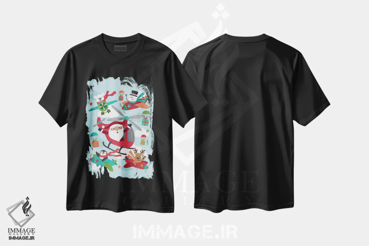 تیشرت مشکی طرح دار – تیشرت کریسمس ,شادی کریسمس اثر لیزا پری فروشگاه ایماژ