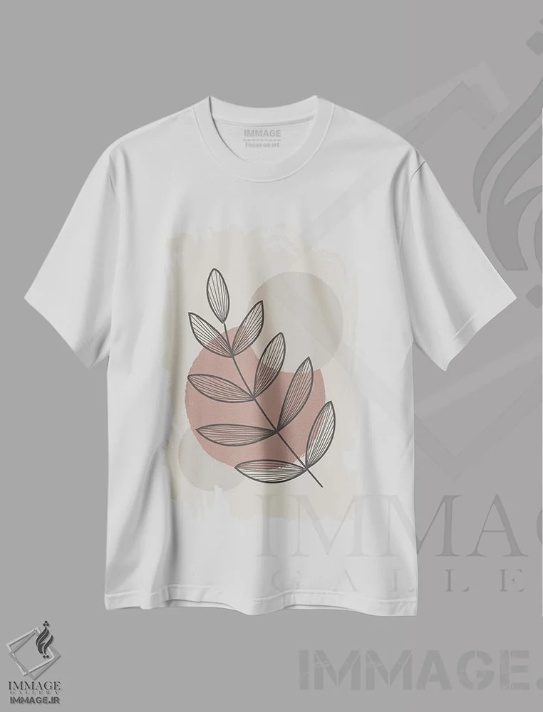 تیشرت سفید طرح دار – تیشرت هنری ,نباتی انتزاعی اثر لیزا پری فروشگاه ایماژ