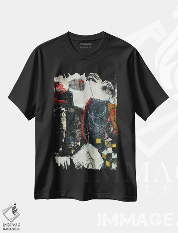 تیشرت مشکی طرح دار – تیشرت انتزاعی هندسی ,رقص آهسته اثر آندریا لوپز immage.ir