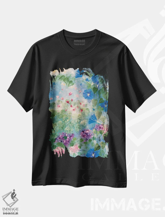 تیشرت مشکی طرح دار – تیشرت گلدار ,شکوفه صبحگاهی زودهنگام اثر لیندا راوچ فروشگاه ایماژ