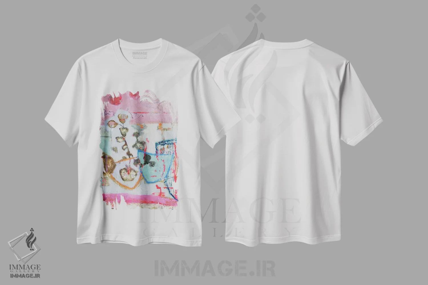 تیشرت سفید طرح دار – تیشرت گلدار ,طبیعت بی جان صورتی اثر آندریا لوپز immage.ir