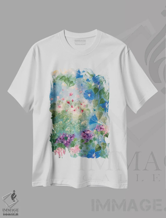 تیشرت سفید طرح دار – تیشرت گلدار ,شکوفه صبحگاهی زودهنگام اثر لیندا راوچ immage.ir