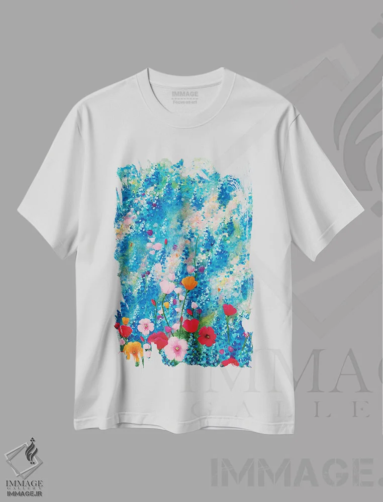 تیشرت سفید طرح دار – تیشرت هنری ,برای لی لی اثر لیندا راوچ فروشگاه ایماژ