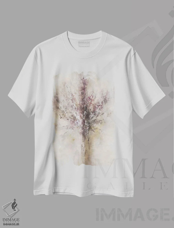 تیشرت سفید طرح دار – تیشرت گلدار ,یاس بنفش اثر لیا ری immage.ir