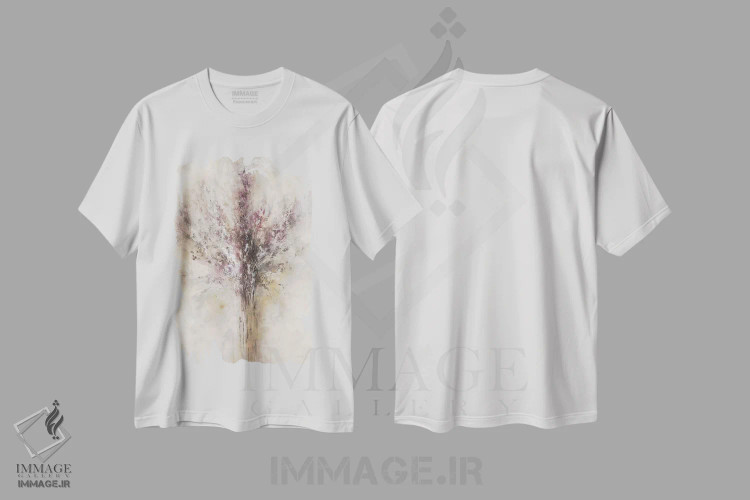 تیشرت سفید طرح دار – تیشرت گلدار ,یاس بنفش اثر لیا ری immage.ir