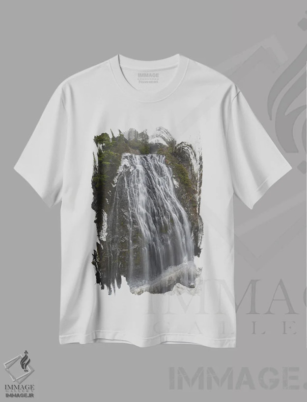 تیشرت سفید طرح دار – تیشرت طبیعت ,آبشار نارادا اثر لوئیس راث فروشگاه ایماژ