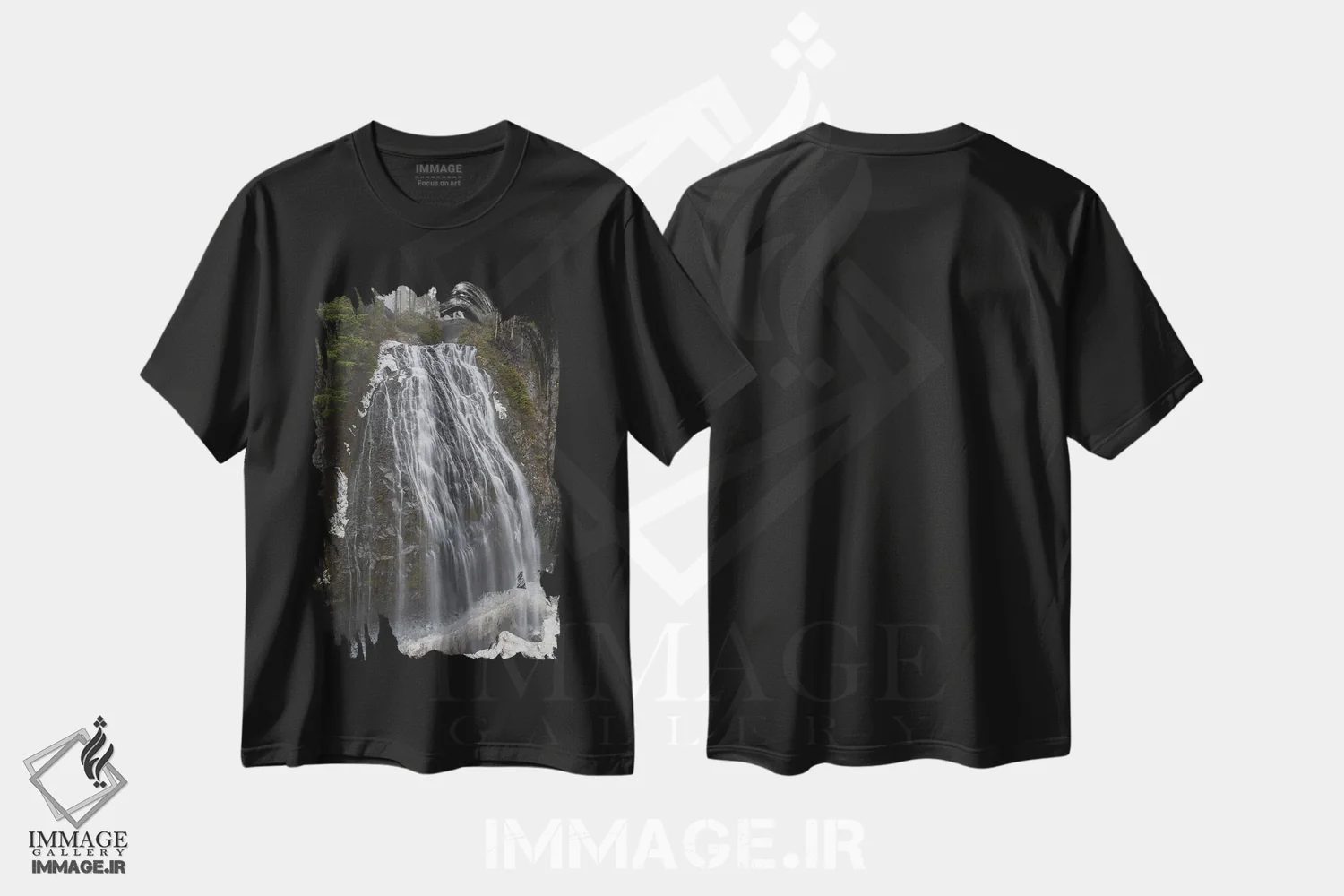 تیشرت مشکی طرح دار – تیشرت طبیعت ,آبشار نارادا اثر لوئیس راث immage.ir