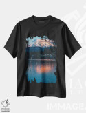 تیشرت مشکی طرح دار – تیشرت منظره ,غروب رینییر بر دریاچه صاف اثر لوئیس راث immage.ir