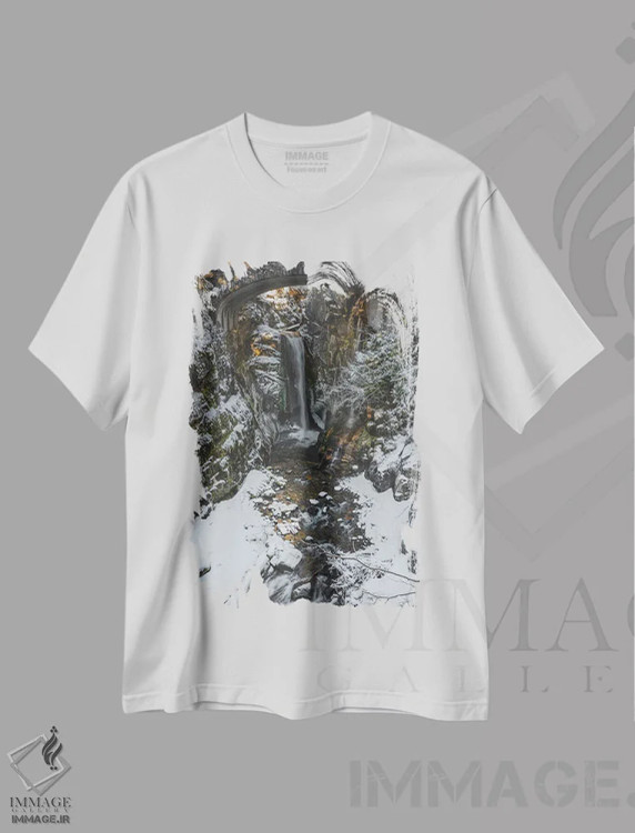 تیشرت سفید طرح دار – تیشرت طبیعت ,آبشار کریستین، زمستان اثر لوئیس راث فروشگاه ایماژ
