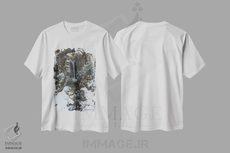 تیشرت سفید طرح دار – تیشرت طبیعت ,آبشار کریستین، زمستان اثر لوئیس راث فروشگاه ایماژ