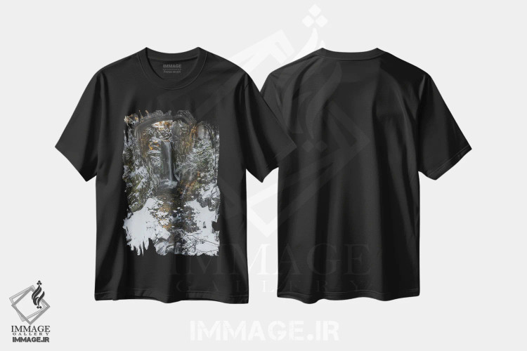تیشرت مشکی طرح دار – تیشرت طبیعت ,آبشار کریستین، زمستان اثر لوئیس راث immage.ir