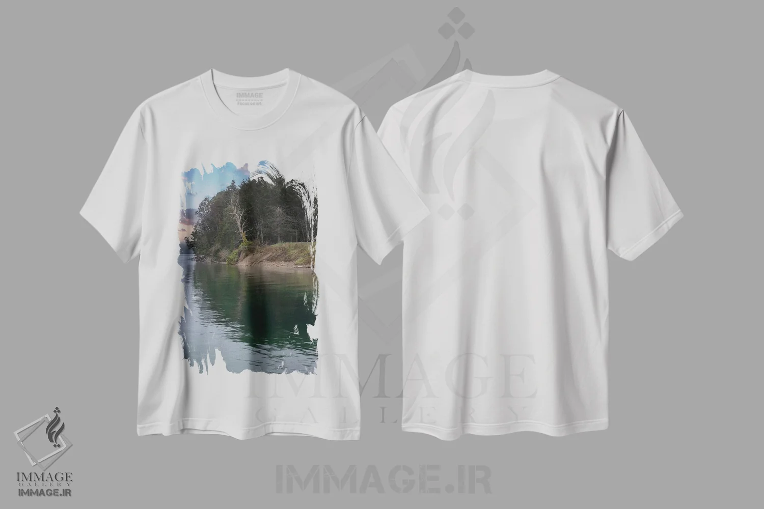 تیشرت سفید طرح دار – تیشرت منظره ,ورطه سبز اثر لوئیس راث فروشگاه ایماژ