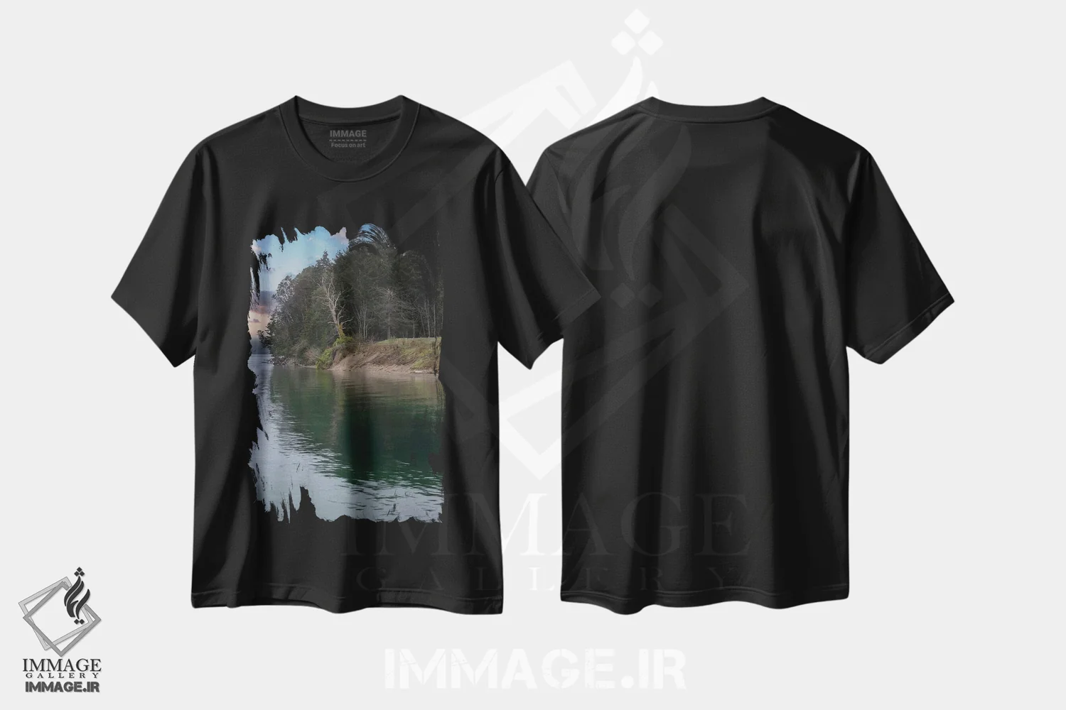 تیشرت مشکی طرح دار – تیشرت منظره ,ورطه سبز اثر لوئیس راث immage.ir