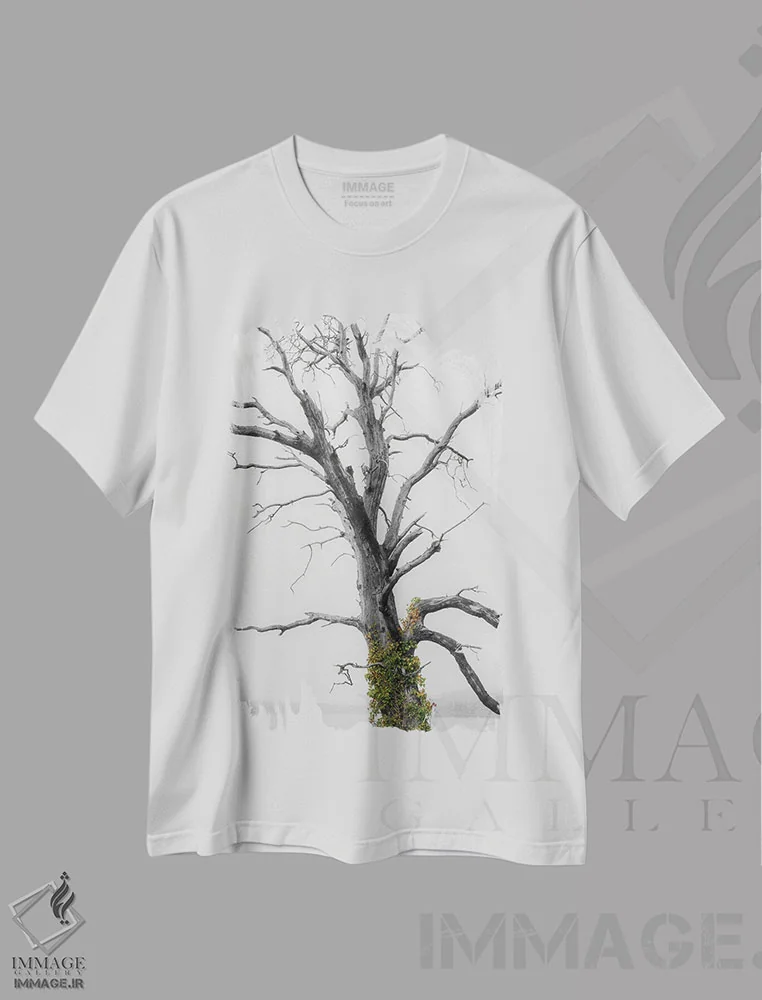 تیشرت سفید طرح دار – تیشرت گیاه نگارانه ,پاشش رنگ روی پیچک اثر لوئیس راث immage.ir
