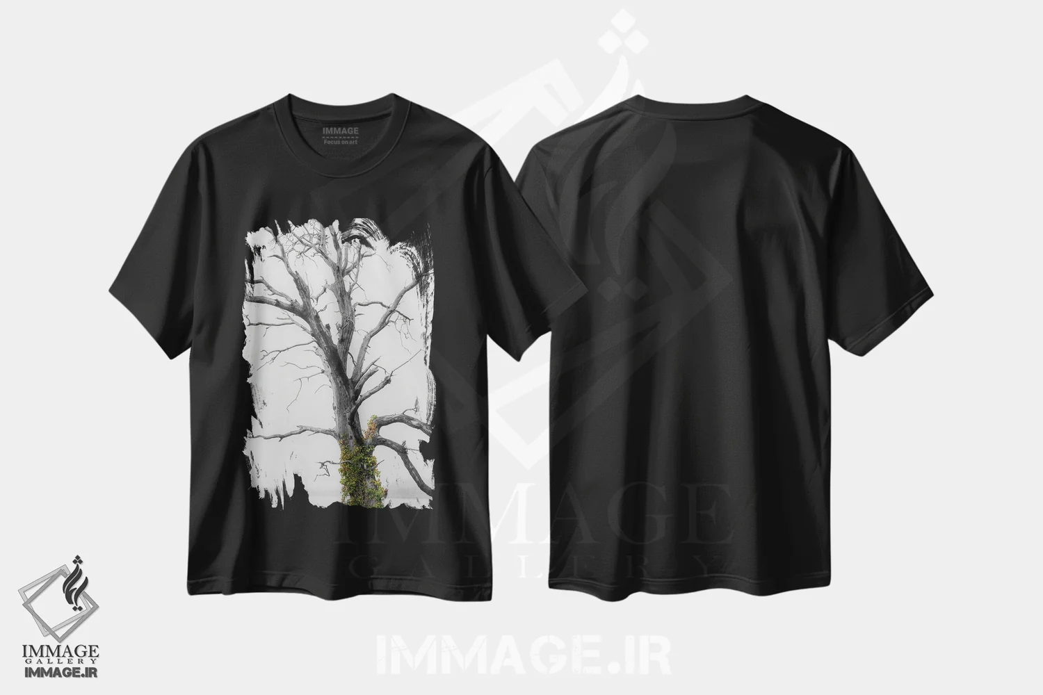 تیشرت مشکی طرح دار – تیشرت گیاه نگارانه ,پاشش رنگ روی پیچک اثر لوئیس راث فروشگاه ایماژ