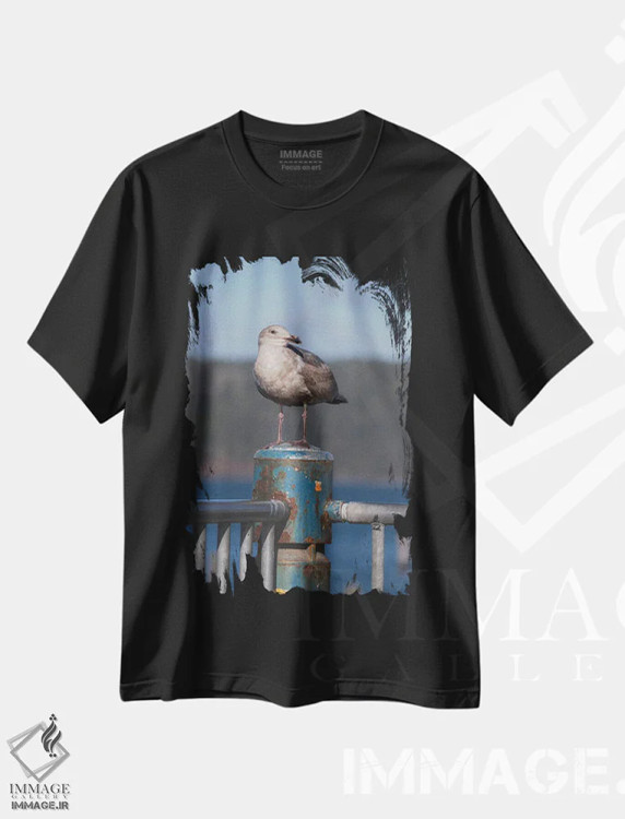 تیشرت مشکی طرح دار – تیشرت دریایی ,پرتره مرغ دریایی اثر لوئیس راث immage.ir