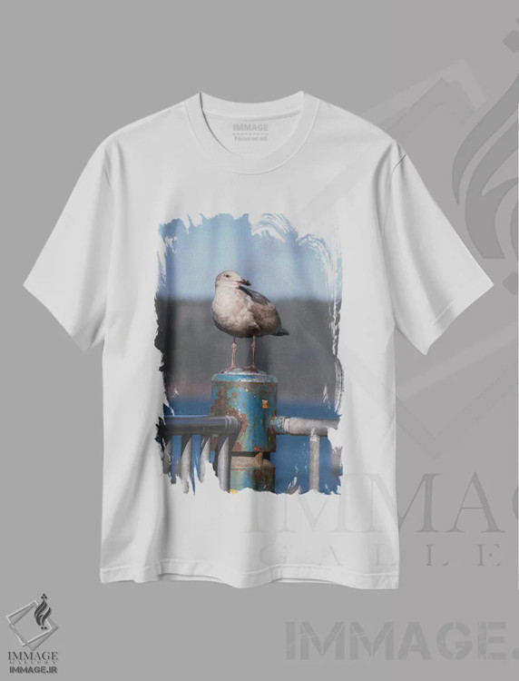 تیشرت سفید طرح دار – تیشرت دریایی ,پرتره مرغ دریایی اثر لوئیس راث فروشگاه ایماژ