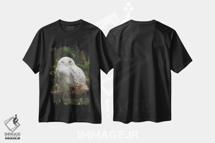 تیشرت مشکی طرح دار – تیشرت حیوانات ,جغد انباری برفی اثر لوئیس راث فروشگاه ایماژ