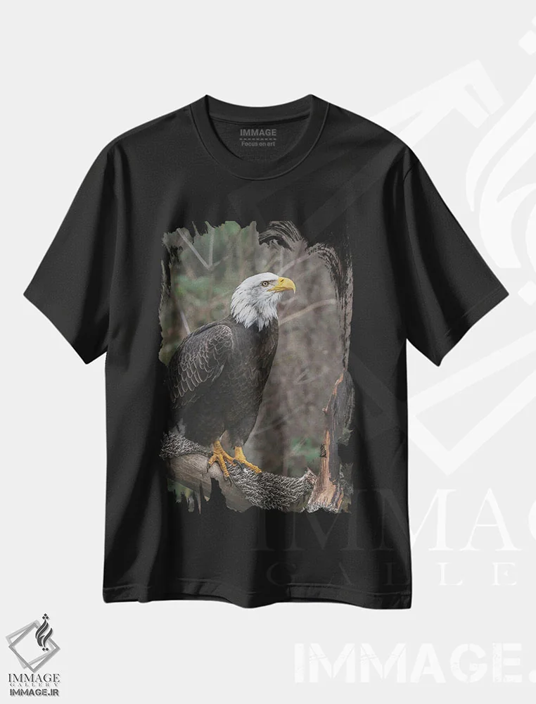 تیشرت مشکی طرح دار – تیشرت حیوانات ,عقاب تک بال اثر لوئیس راث فروشگاه ایماژ