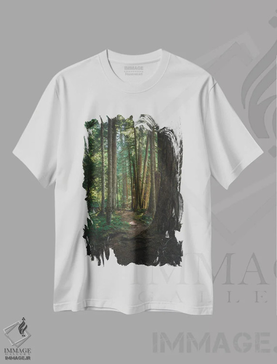 تیشرت سفید طرح دار – تیشرت طبیعت ,قدم زنی در جنگل فدراسیون اثر لوئیس راث فروشگاه ایماژ