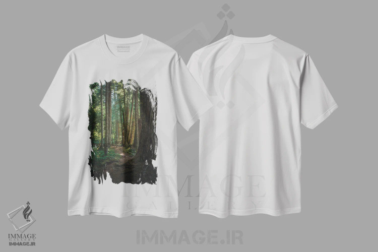 تیشرت سفید طرح دار – تیشرت طبیعت ,قدم زنی در جنگل فدراسیون اثر لوئیس راث فروشگاه ایماژ