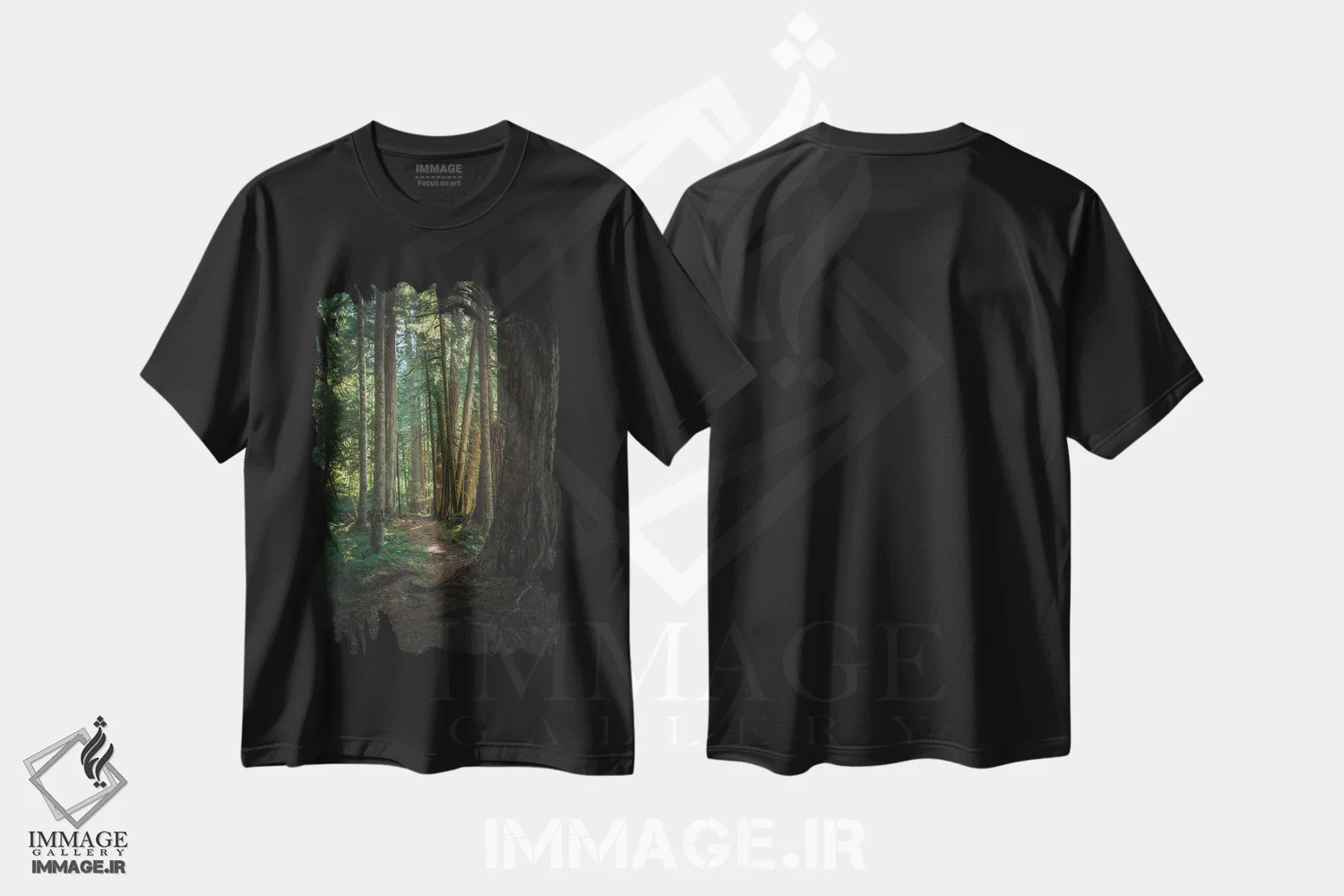 تیشرت مشکی طرح دار – تیشرت طبیعت ,قدم زنی در جنگل فدراسیون اثر لوئیس راث immage.ir
