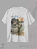 تیشرت سفید طرح دار – تیشرت منظره ,تشکیلات سنگی پیشاتاریخی اثر لوئیس راث فروشگاه ایماژ